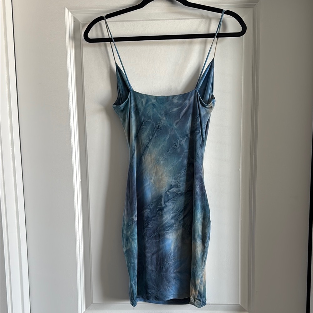 Green and Blue Sleeveless Bodycon Mini Dress